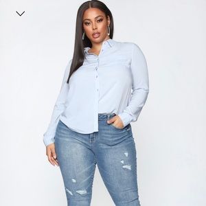 Plus Size Blue Button Up Shirt